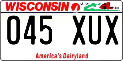 WI license plate 045XUX