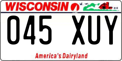 WI license plate 045XUY