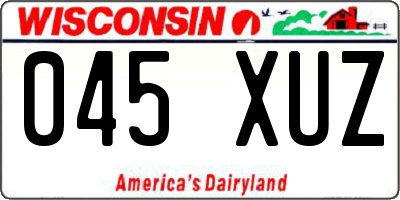 WI license plate 045XUZ