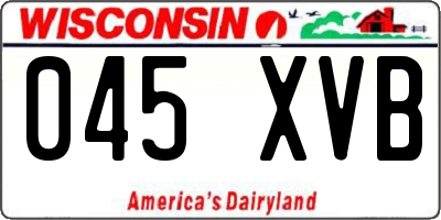 WI license plate 045XVB