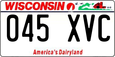 WI license plate 045XVC