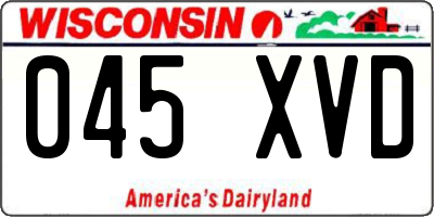 WI license plate 045XVD