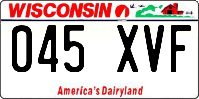 WI license plate 045XVF