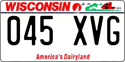 WI license plate 045XVG