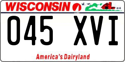 WI license plate 045XVI