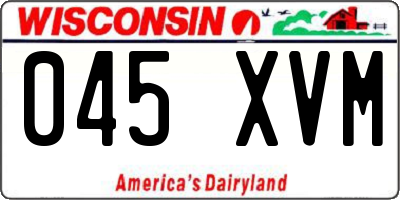 WI license plate 045XVM