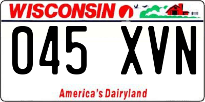 WI license plate 045XVN