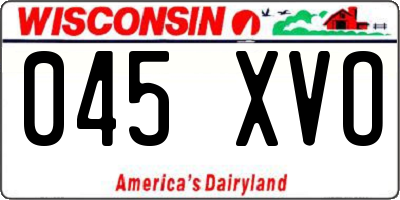 WI license plate 045XVO