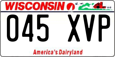 WI license plate 045XVP