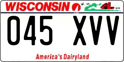 WI license plate 045XVV