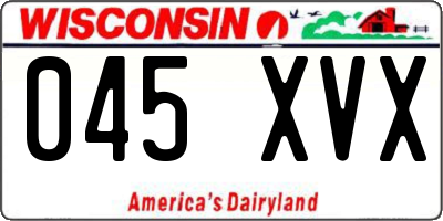 WI license plate 045XVX