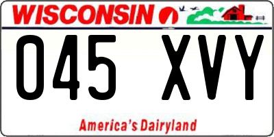 WI license plate 045XVY