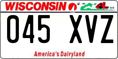 WI license plate 045XVZ