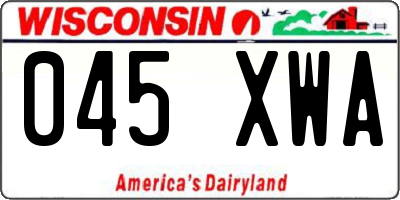 WI license plate 045XWA