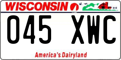 WI license plate 045XWC