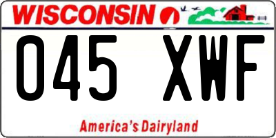WI license plate 045XWF