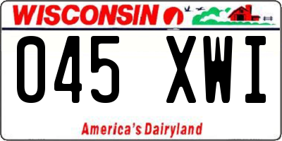 WI license plate 045XWI