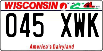 WI license plate 045XWK