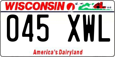 WI license plate 045XWL