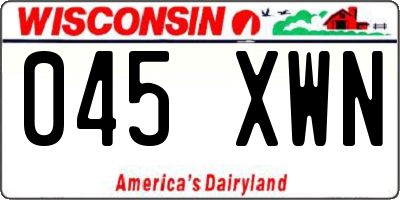 WI license plate 045XWN