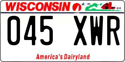 WI license plate 045XWR