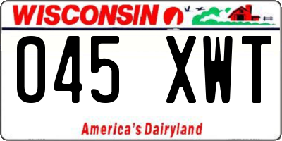 WI license plate 045XWT