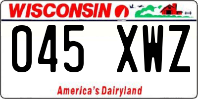 WI license plate 045XWZ