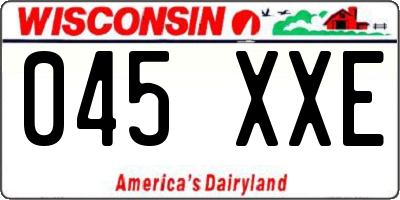 WI license plate 045XXE
