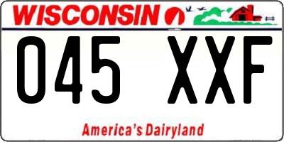 WI license plate 045XXF