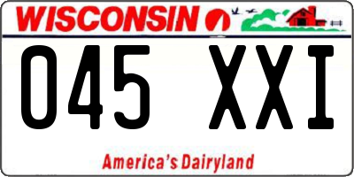 WI license plate 045XXI