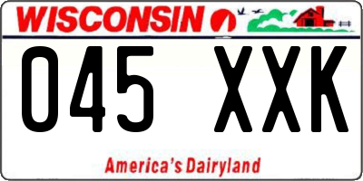 WI license plate 045XXK
