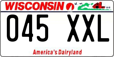 WI license plate 045XXL