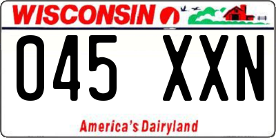 WI license plate 045XXN