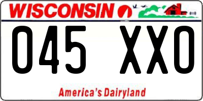 WI license plate 045XXO