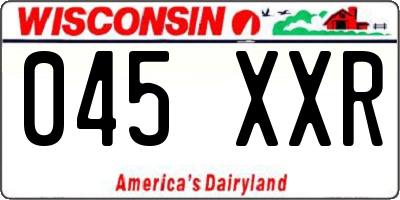 WI license plate 045XXR