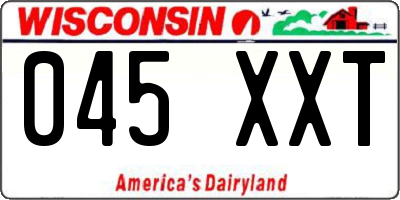 WI license plate 045XXT