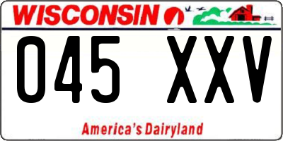 WI license plate 045XXV