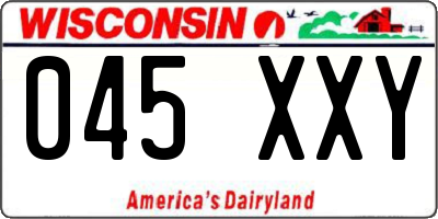 WI license plate 045XXY