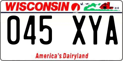 WI license plate 045XYA