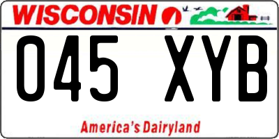 WI license plate 045XYB
