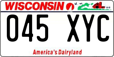 WI license plate 045XYC
