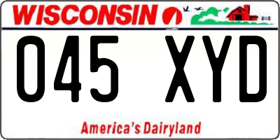 WI license plate 045XYD