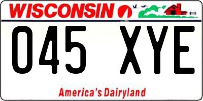 WI license plate 045XYE