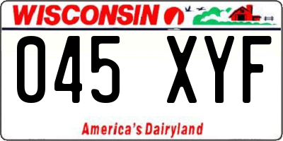 WI license plate 045XYF
