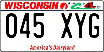 WI license plate 045XYG