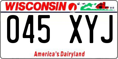 WI license plate 045XYJ