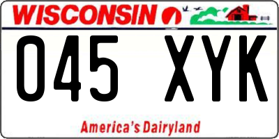 WI license plate 045XYK