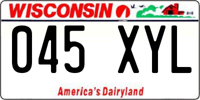 WI license plate 045XYL
