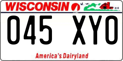 WI license plate 045XYO