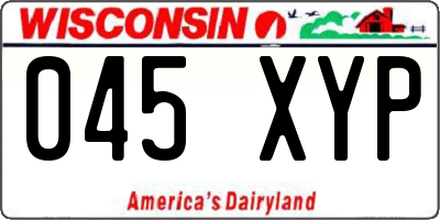 WI license plate 045XYP